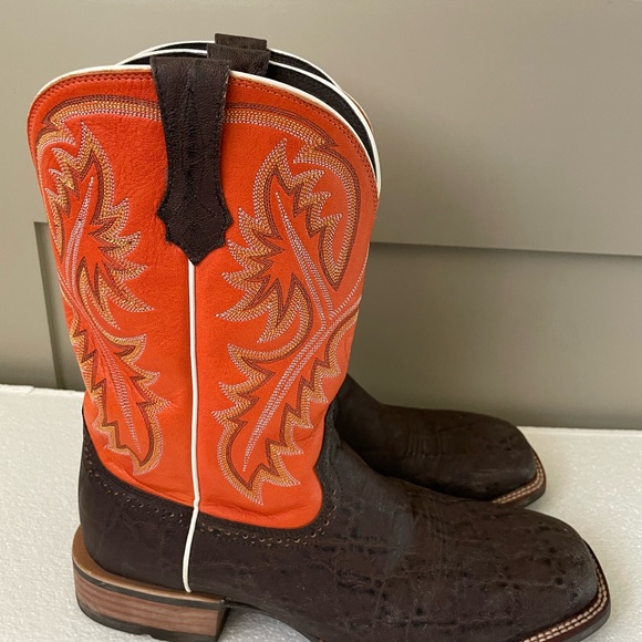 Ariat Western Cowboy Boots Brown Orange - Picture 9 of 12